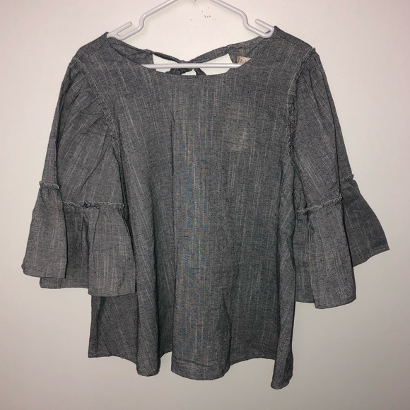 NWT Altar’d State Navy Stripe Wide Bell Sleeve Top - Picture 1 of 5